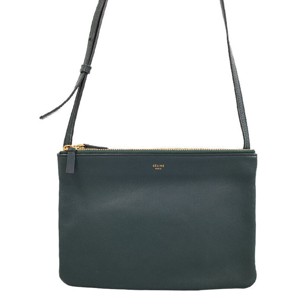 Celine Trio Leather Crossbody Bag Black